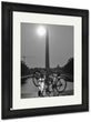 Framed Print, Washington Dc Washington Monument And Tour Bikes Silhouettes Travel Symbol