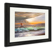 Framed Print, Oil Painting On Canvas Sailboat Against A Of Sea Sunset