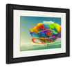 Framed Print, Man Draws Abstract Tree With Colorful Smoke Flare Illustration Painting